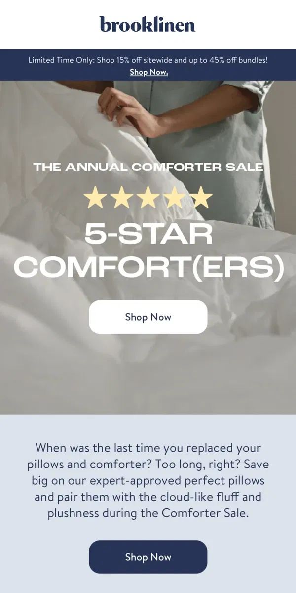 Email from Brooklinen. Refresh Your Comfort