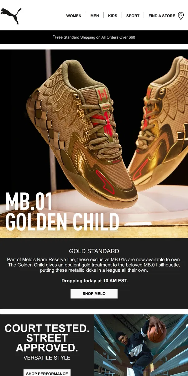 Email from Puma. MB.01 Golden Child, Out Now