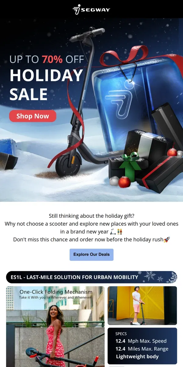 Email from Segway. Holiday Gift for All 🤩 Explore Yours Now