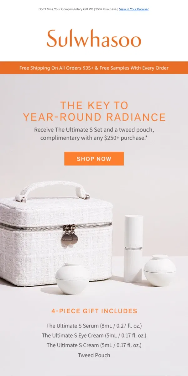 Email from Sulwhasoo. New Year, New Routine