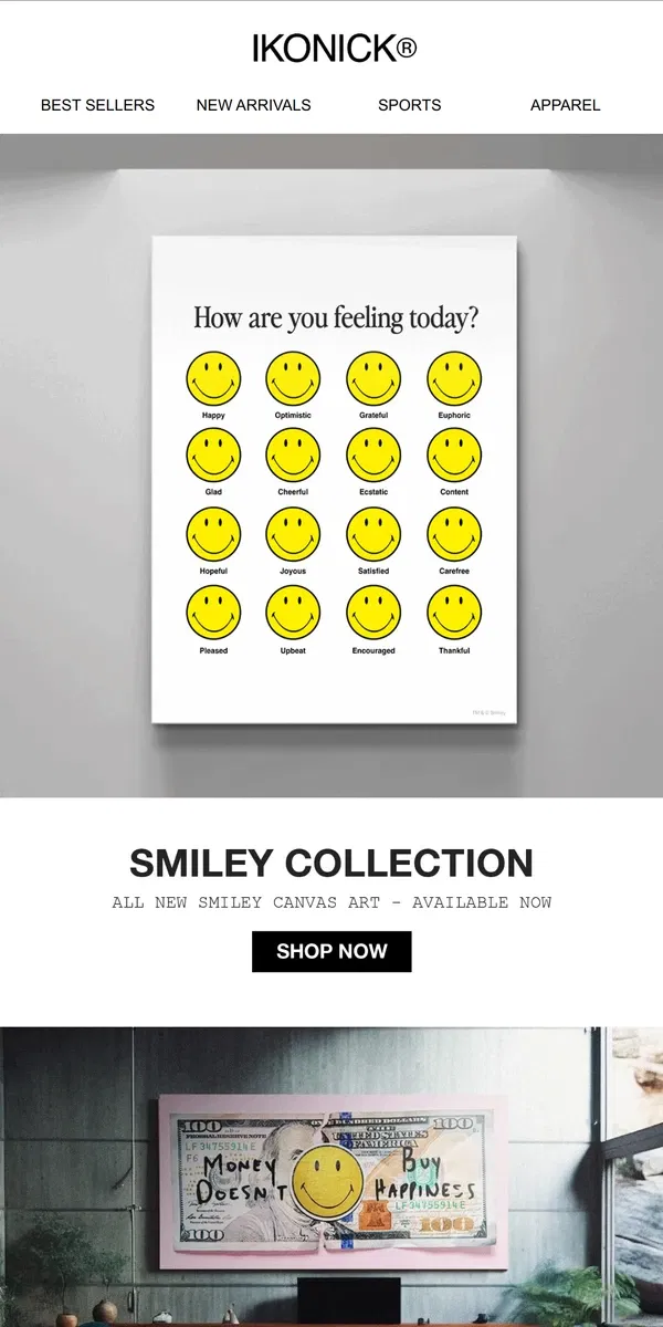 Email from IKONICK. 🙂 NEW SMILEY® Art