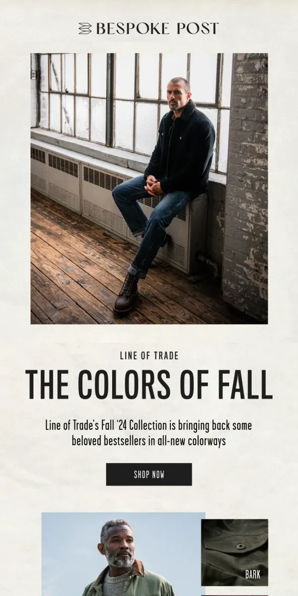 Email from Bespoke Post. Line of Trade: The Fall '24 Collection