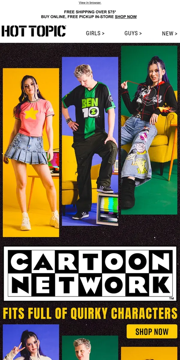 Email from Hot Topic. Redraw your fits with this Cartoon Network drop ✍️🎨