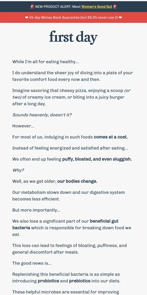 Email from First Day. The hidden effects of comfort foods