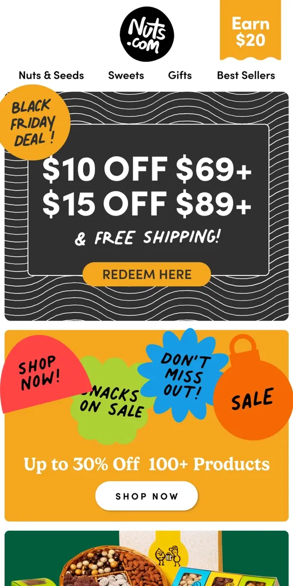 Email from Nuts.com. Black Friday $15 Off Ends Soon!