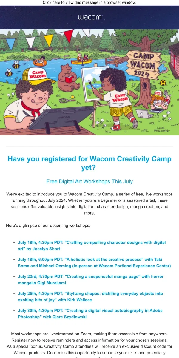 Email from Wacom. Wacom's July Delight: Exclusive Tips, Tricks and Offers