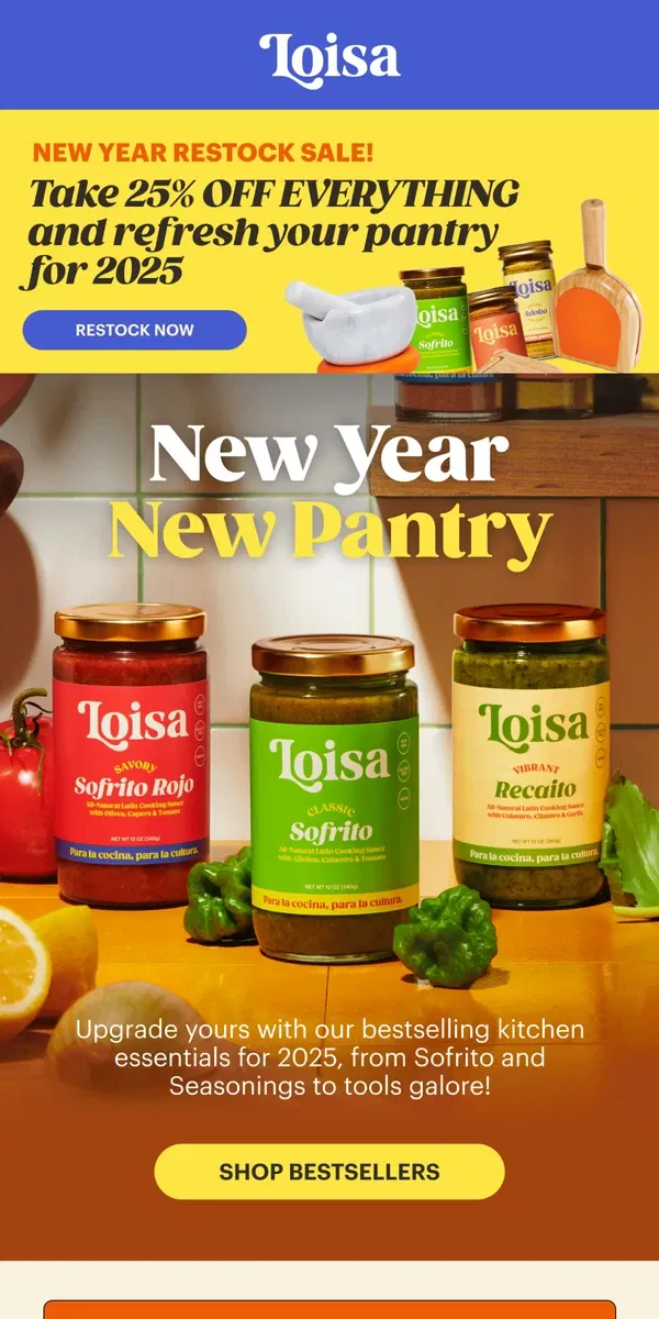 Email from Loisa. New Year, New Pantry 🎉