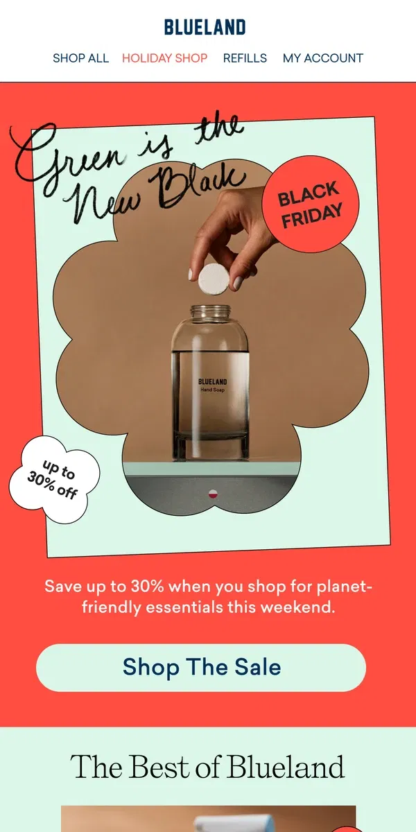 Email from Blueland. Up to 30% off (!!)