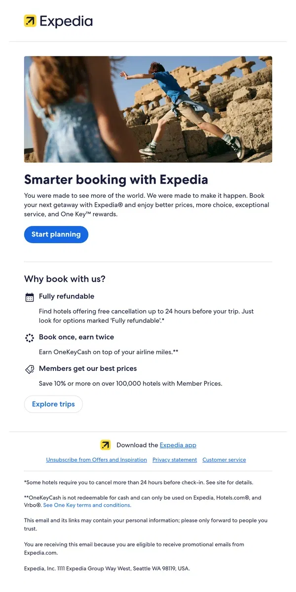 Email from Expedia. [Name], let's travel together