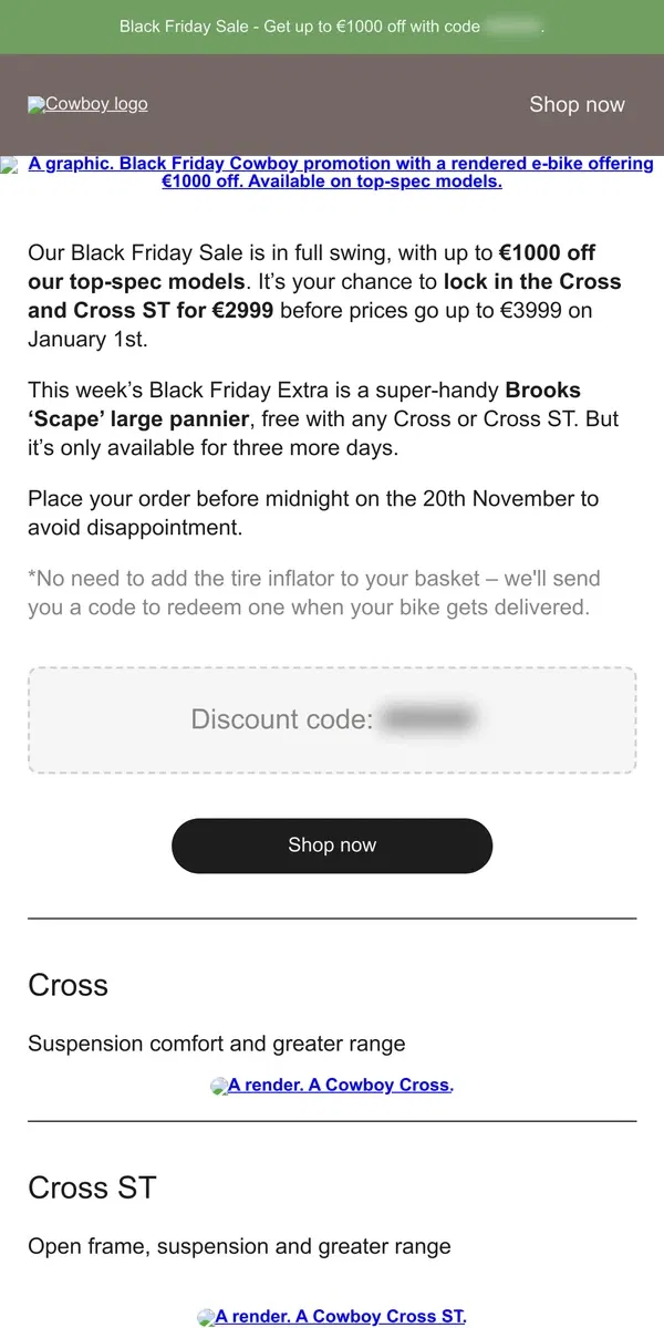 Email from Cowboy. Save big on Cross or Cross ST