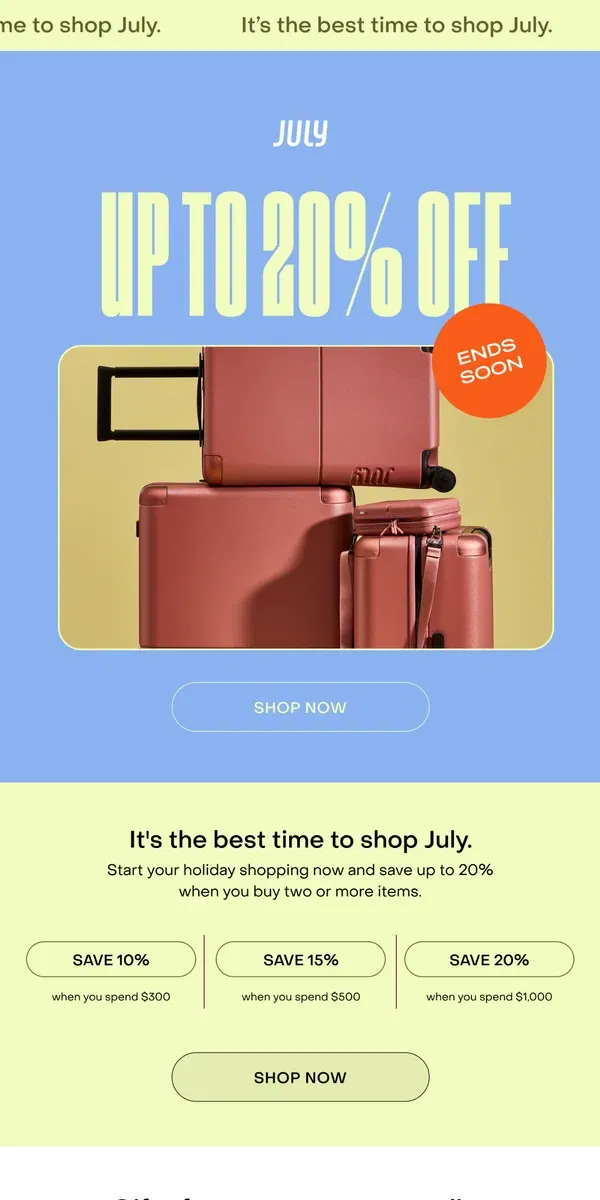 Email from July. Six gift ideas for everyone on your list.