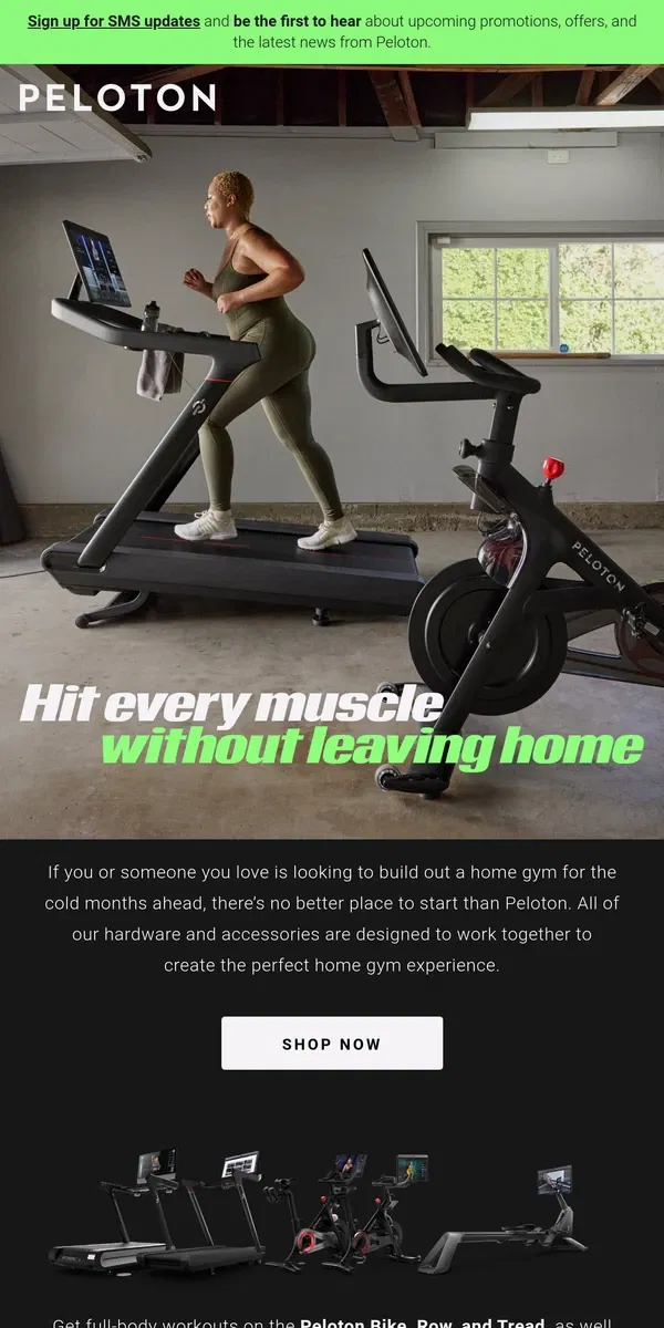 Email from Peloton. The ultimate home gym experience