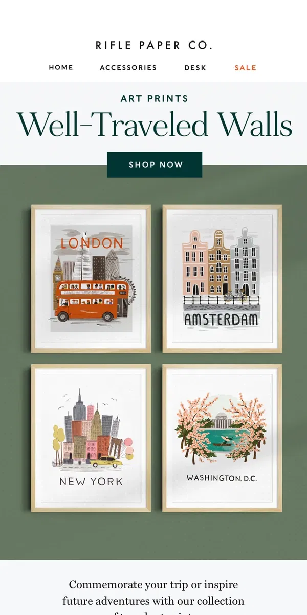 Email from Rifle Paper Co.. Around the World Art Prints ✈️