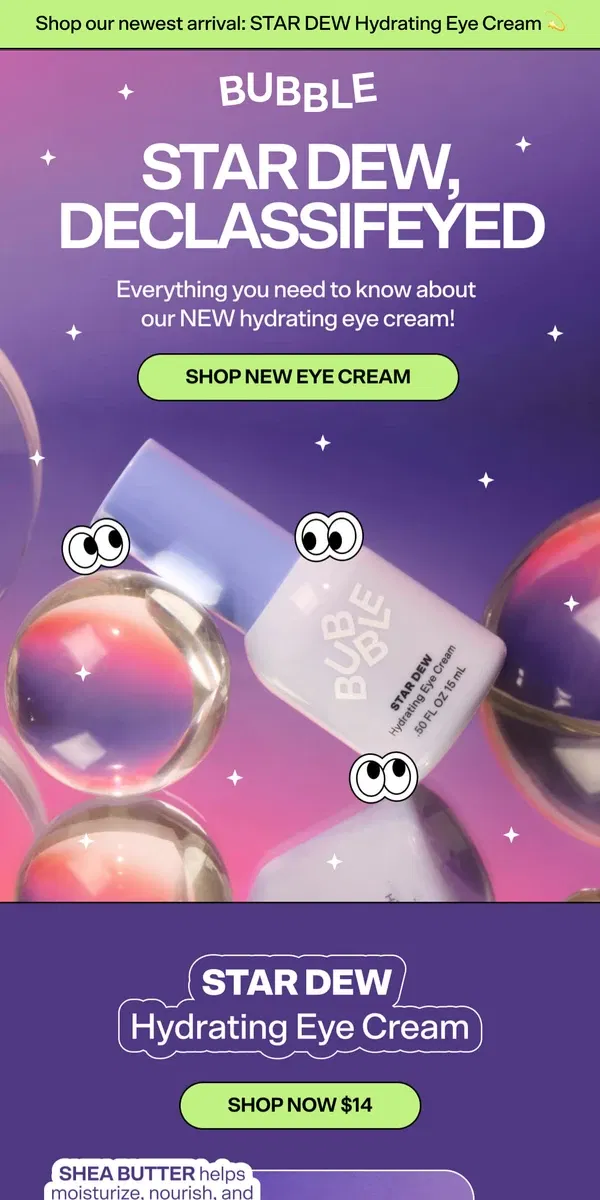 Email from Bubble Skincare. REVEALING THE TRUTH…