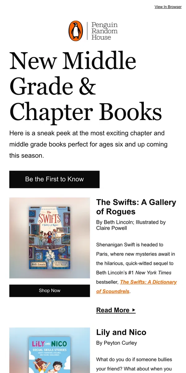 Email from Penguin Random House. 6- to 12-Year-Olds: Can't Miss These Fall Book Releases