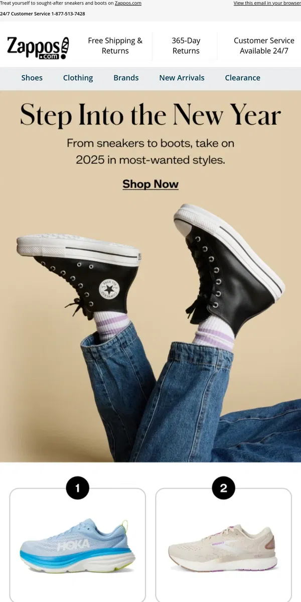 Email from Zappos. Top 10 Shoes for 2025 🤩