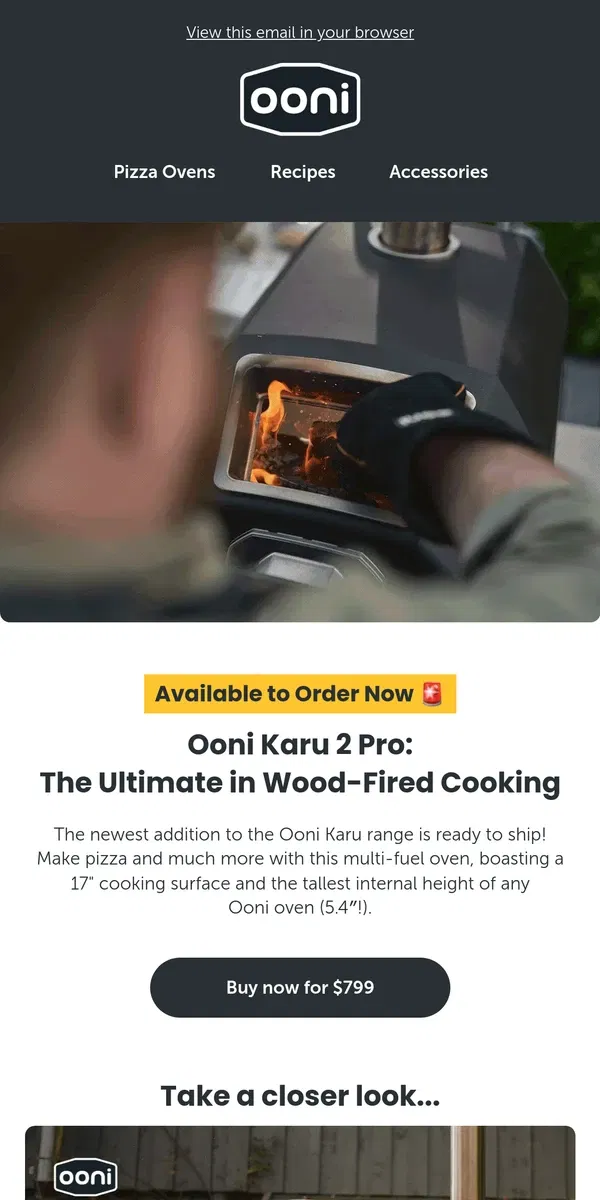 Email from Ooni. Just launched: Karu 2 Pro! 🍕