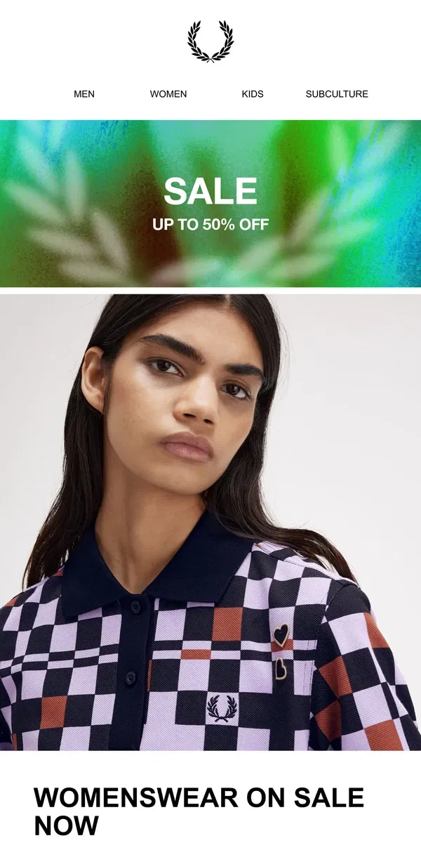 Email from Fred Perry. Womenswear On Sale Now: Up To 50% Off