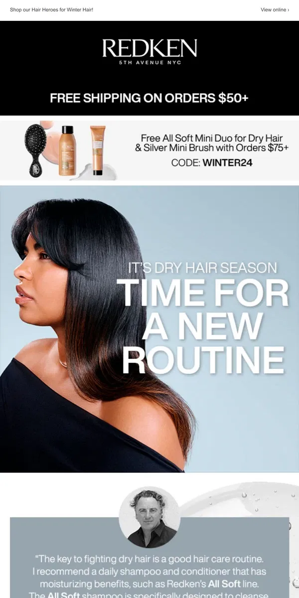 Email from Redken. 💧It’s Moisture Season! Get these must have treatments.