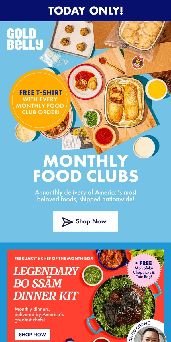 Email from Goldbelly. FREE T-Shirt with Your Order! 🤑