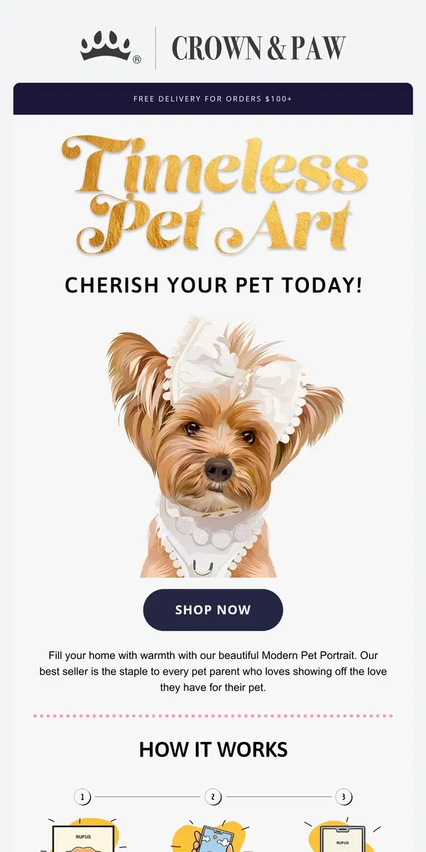 Email from Crown & Paw. For Pet Parents With Good Taste 😍