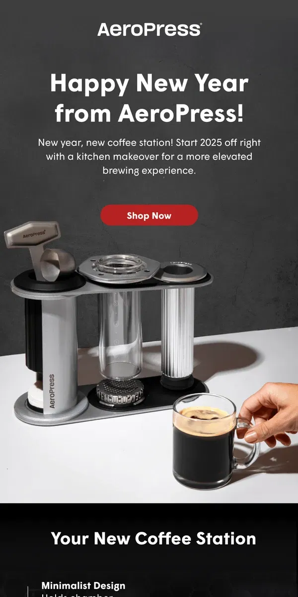 Email from AeroPress. Your New Coffee Station! ✨