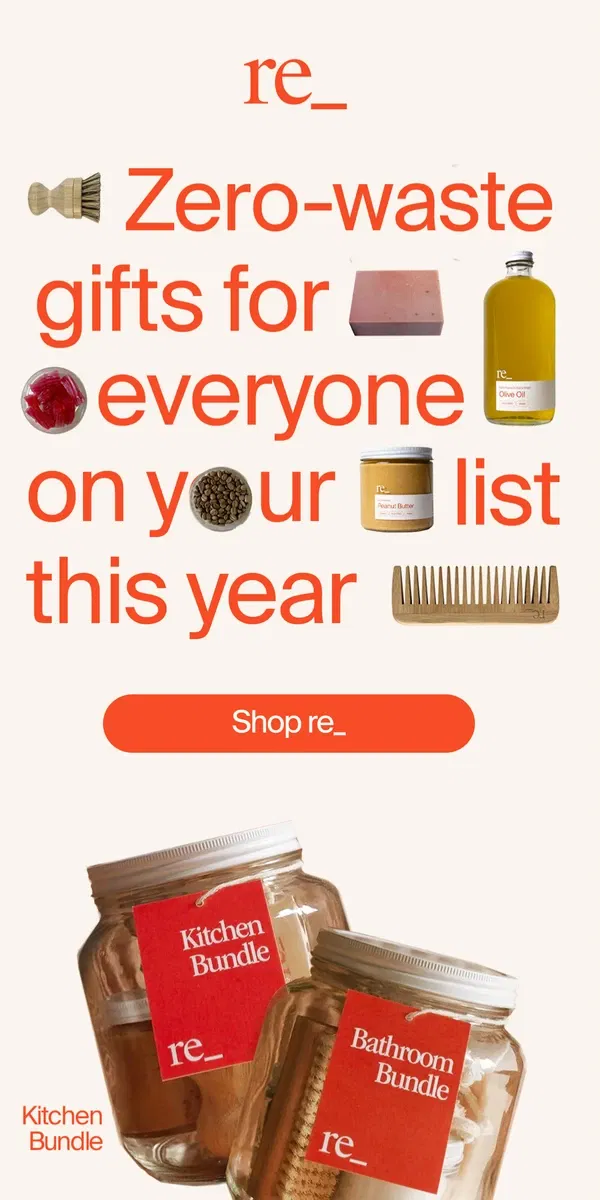 Email from re_ grocery. Sustainable Gift Guide 2024