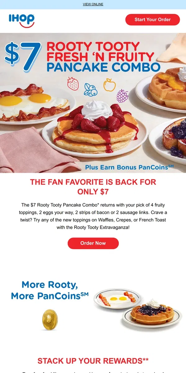 Email from IHOP. 🏁 Ready, Set, Rooty! Start Earning Bonus PanCoins Now 🥞