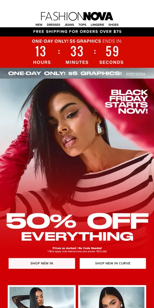 Email from Fashion Nova. BLACK FRIDAY🖤50% OFF EVERYTHING!!