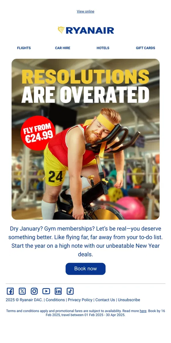 Email from Ryanair. Forget the resolutions 👋