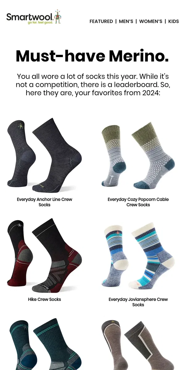 Email from Smartwool. This year's favorites 🧦🏆