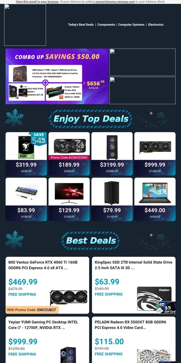 Email from Newegg. 🔥 $319.99 on Seagate Exos X20 20TB HDD – Unbeatable Deal! 💥