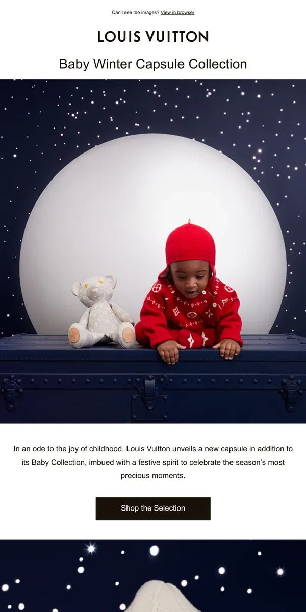 Email from Louis Vuitton. New Capsule: Baby Winter Essentials