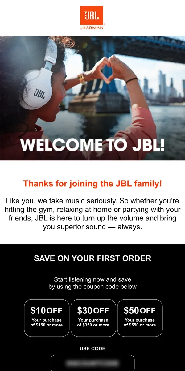 Email from JBL. Welcome to JBL.