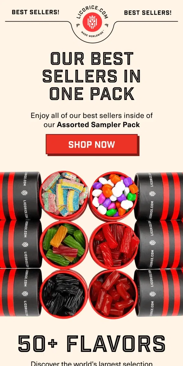 Email from Licorice.com. The ALL-STAR Sampler Pack 🤩