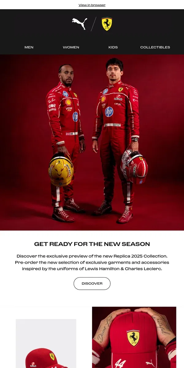 Email from Ferrari. New Season F1 Fanwear Launch