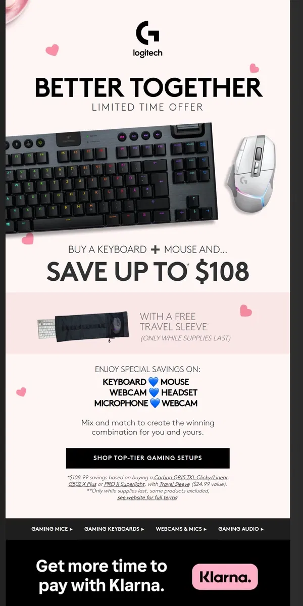 Email from Logitech. Better Together: Find your winning combination & save up to $108 on…