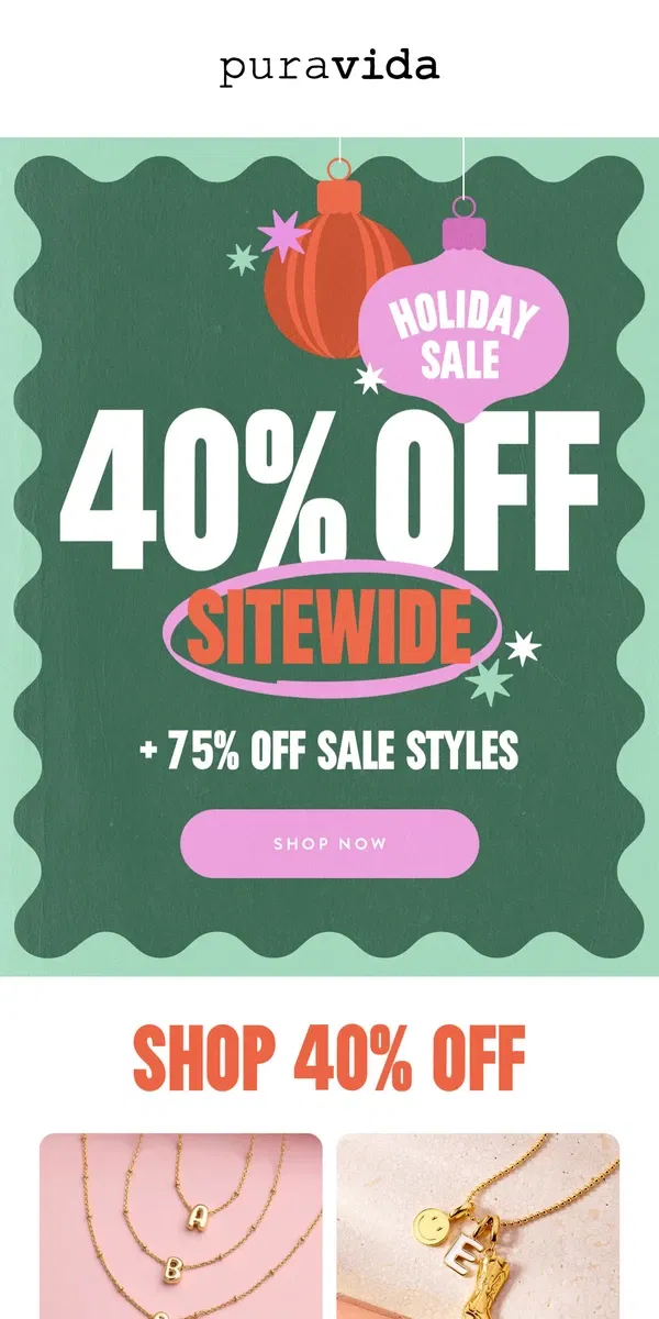 Email from Pura Vida Bracelets. Don’t miss out on 40% off your favorites!