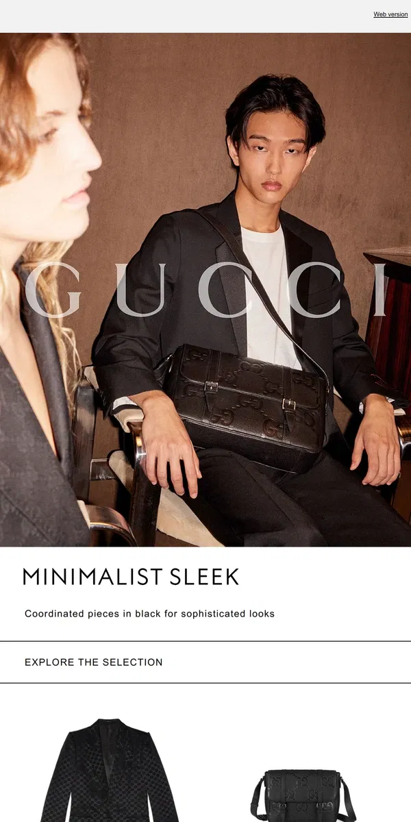 Email from GUCCI. The Sleek Look