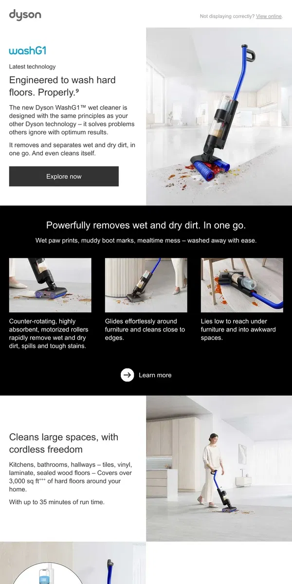 Email from Dyson. A new powerful way to wash hard floors