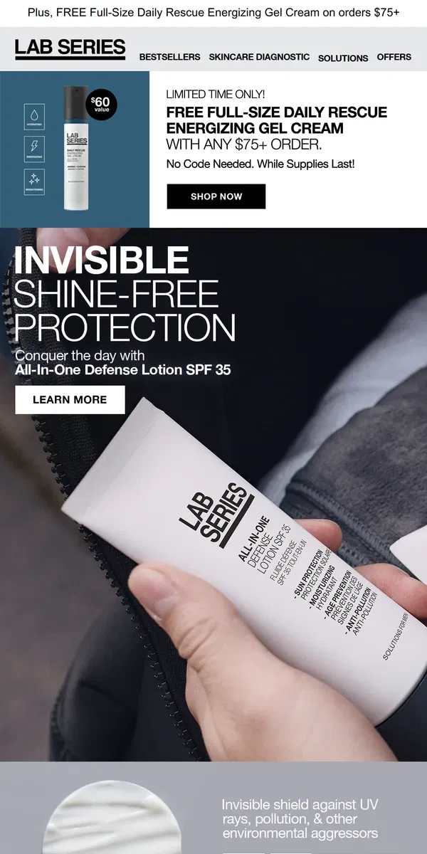 Email from Lab Series. Invisible, Shine-Free Protection