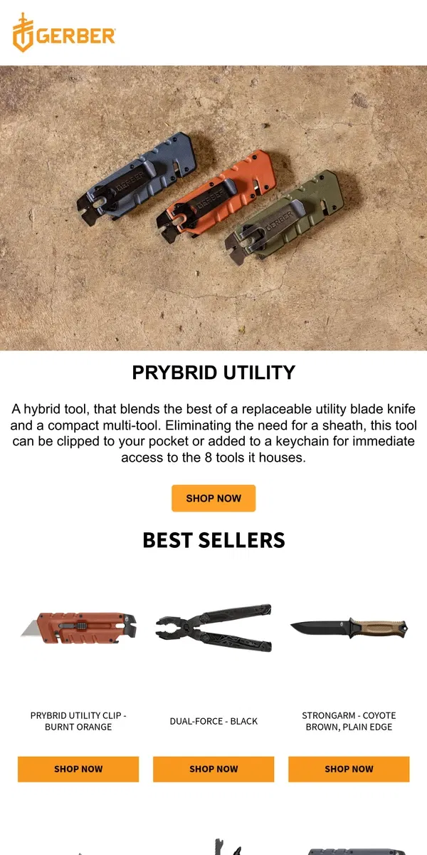 Email from Gerber Gear. The Bestselling Prybrid Utility