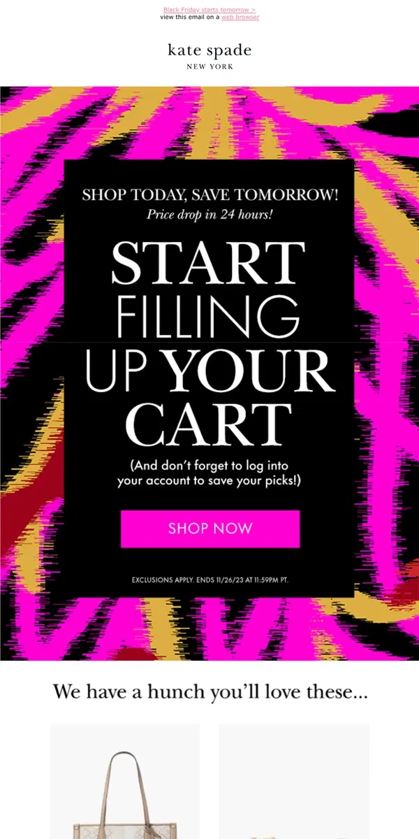 Email from Kate Spade. Add EVERYTHING to your cart