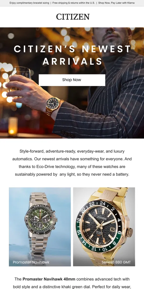 Email from Citizen Watch. New Arrivals Round-up