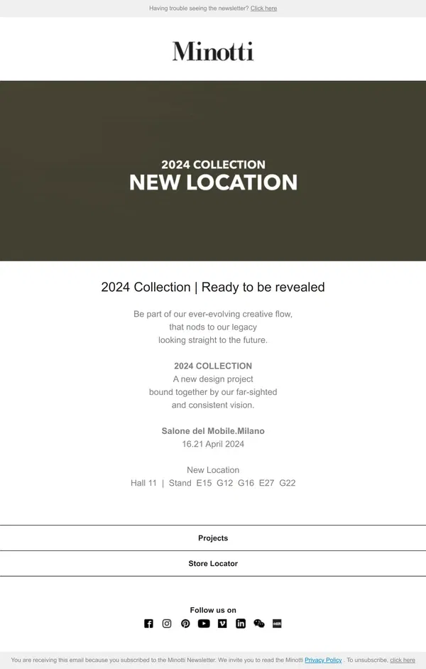 Email from MINOTTI. 2024 Collection | Ready to be revealed