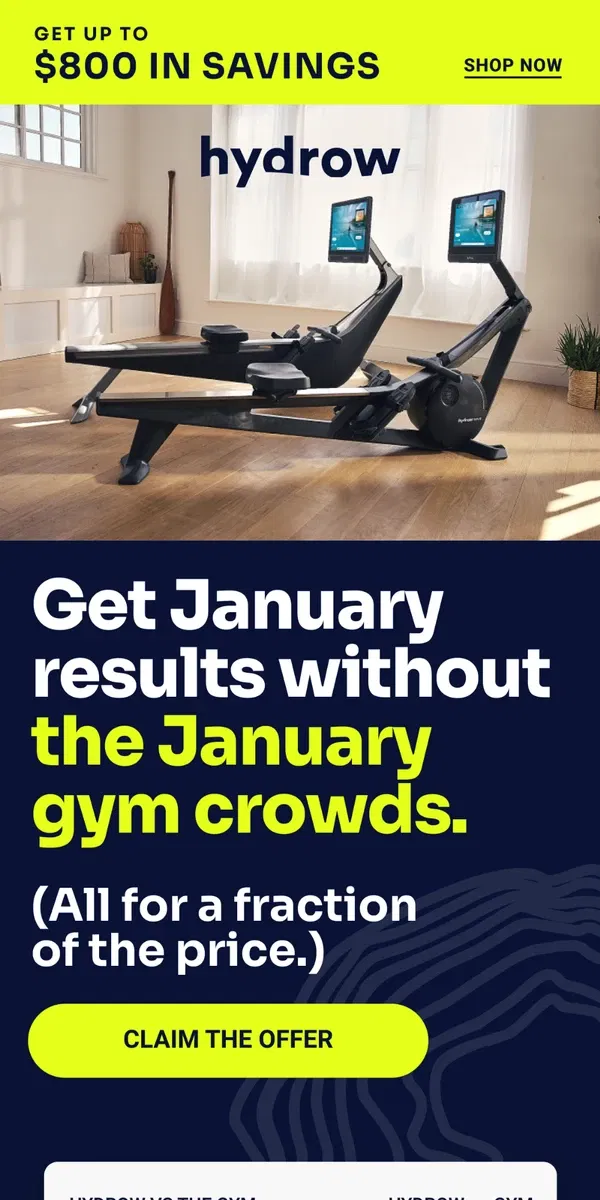 Email from Hydrow. No offense to gym memberships, but…