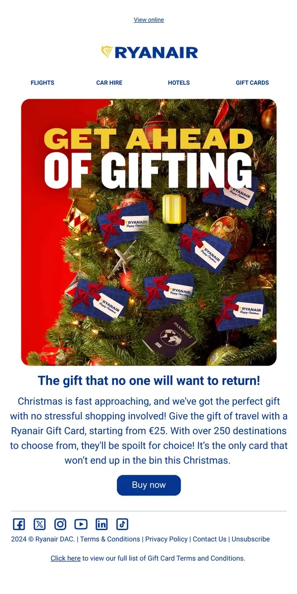 Email from Ryanair. December is nearly here! 🎅🎁