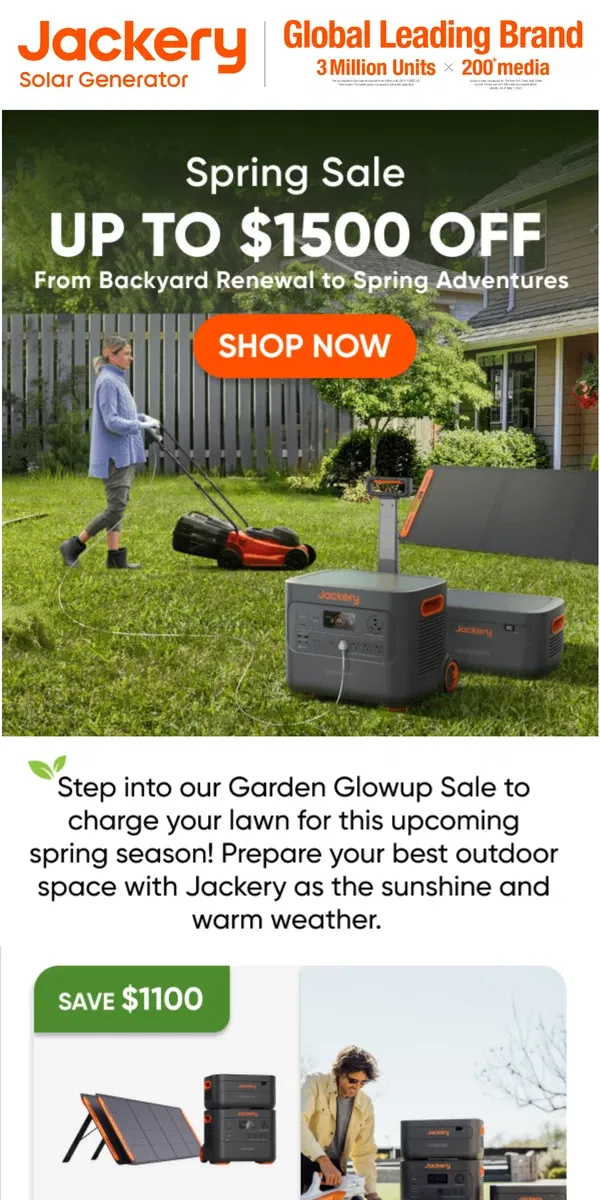 Email from Jackery. 🍃Up to $1500 Off | Glow Up your Garden with Jackery during this Spring Sale!