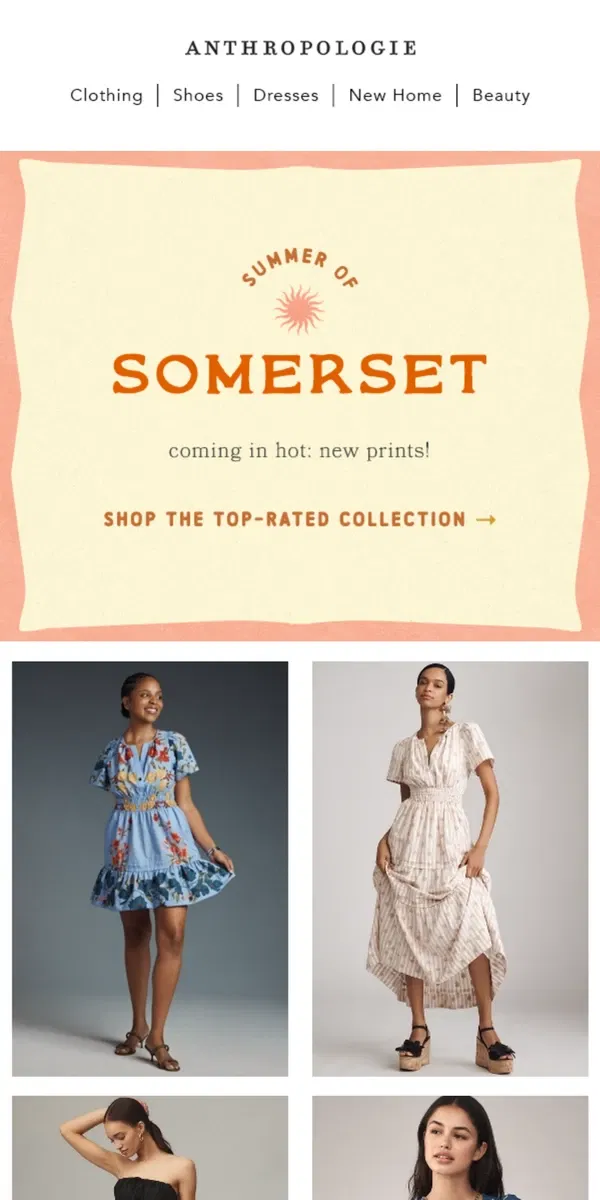 Email from Anthropologie. the summer of Somerset