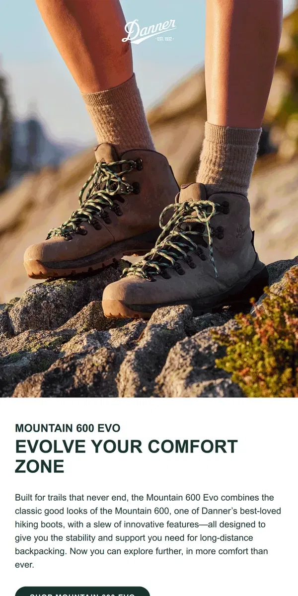 Email from Danner. Meet Your New Trail Buddy